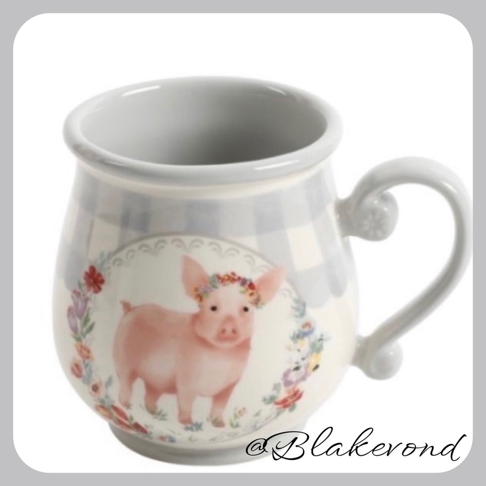 The Pioneer Woman Gingham Check belly Pig Mug